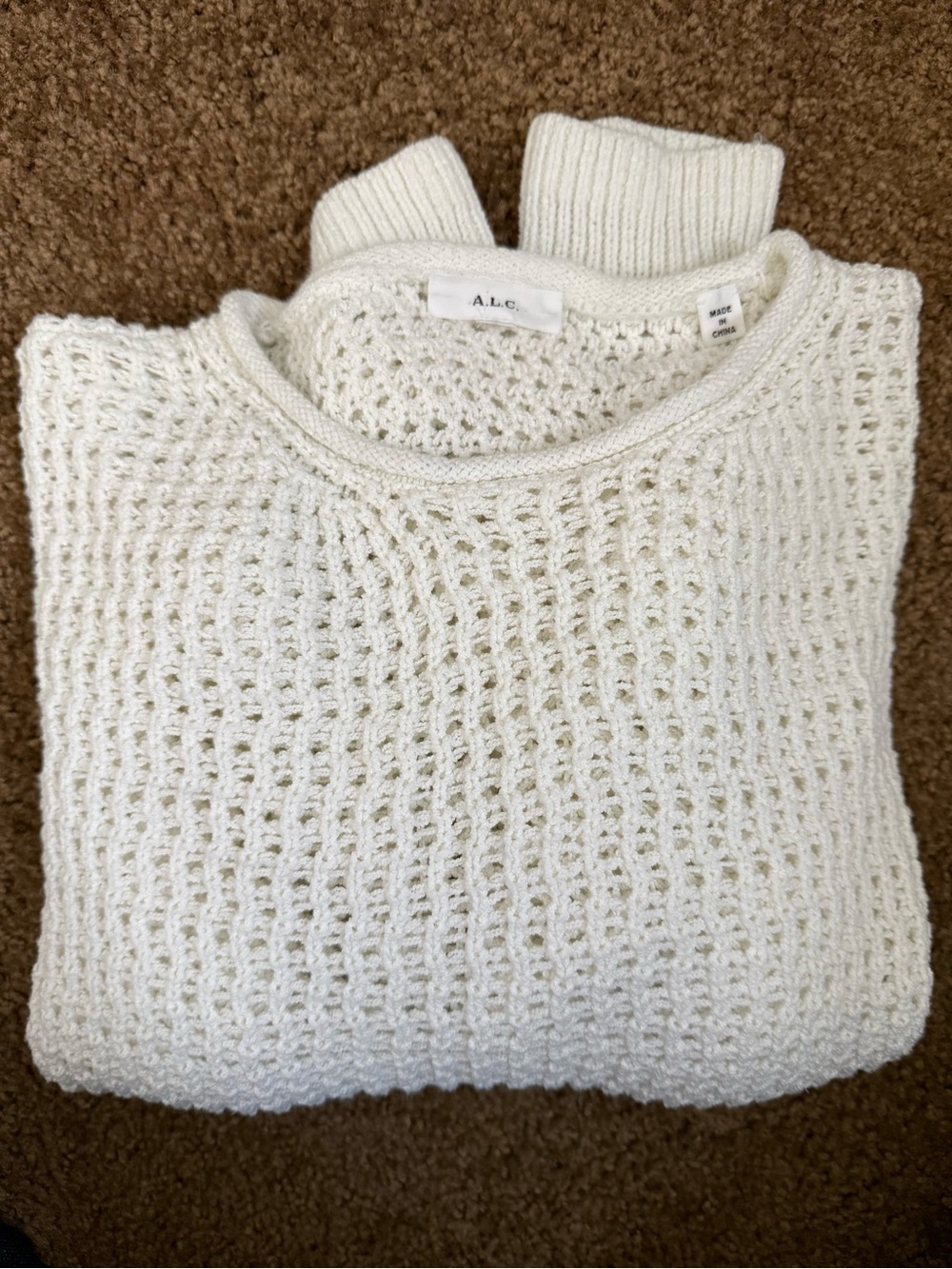A.L.C. Open-Weave Cream Crewneck Sweater